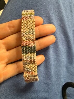 Indigo and Arrow  Woven Multicolor Bracelet with Pink, Cream and Gray